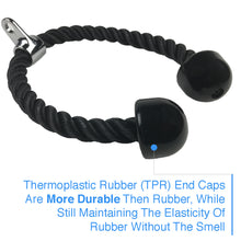 36-inch All Black Tricep Rope, Snap Hook and Carry Bag