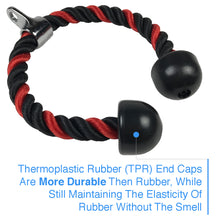 36-inch Black and Red Tricep Rope, Snap Hook and Carry Bag