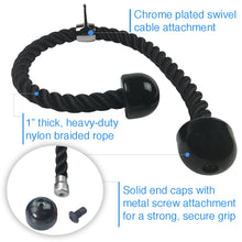 36-inch All Black Tricep Rope, Snap Hook and Carry Bag
