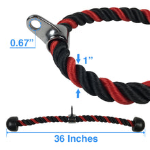 36-inch Black and Red Tricep Rope, Snap Hook and Carry Bag