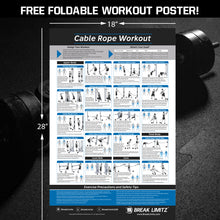 27-inch Black and Blue Tricep Rope, Workout Poster, Snap Hook and Carry Bag