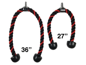 27-inch Black and Red Tricep Rope, Snap Hook, Workout Poster and Carry Bag